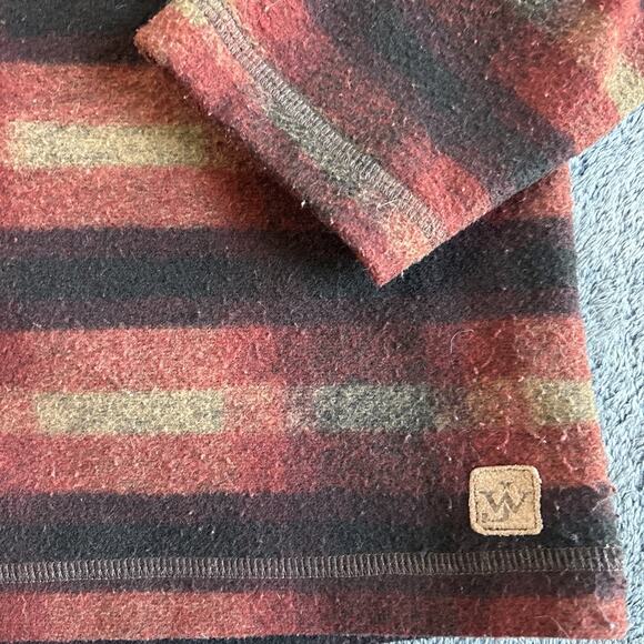 JOHN WAYNE SUPPLY‎ MENS RED BLACK PLAID SNAP PULLOVER FLEECE S - Picture 5 of 6